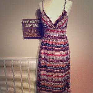 Colorful Low Cut Spaghetti Strap Maxi Dress